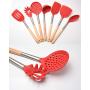 JunbosiKitchenware Silicone Kitchenware with Wooden Handle Non-Stick Silicone Kitchen Tool Shovel Spoon Set Shovel Spoon Kitchen Set