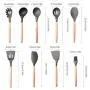 9 Pcs/Set Silicone Cooking Utensils Kitchen Utensils Set Wooden Handle Cooking Tools Silicone Kitchenware Set