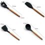 YILUYC Silicon Utensils for Cooking, Kitchenware Set of 9 with Wooden Handles Environmentally Friendly Silicone High Temperature Resistance Gray