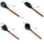 YILUYC Silicon Utensils for Cooking, Kitchenware Set of 9 with Wooden Handles Environmentally Friendly Silicone High Temperature Resistance Gray