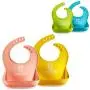 PandaEar Set of 2 Cute Silicone Bibs for Babies & Toddlers (10-72 Months) Waterproof, Soft, Unisex - Pink/Yellow