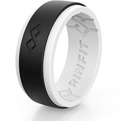 Rinfit Silicone Wedding Ring for Men 1 or 3 Rings Pack. RinfitAir Breathable Design, Silicone Rubber Bands. Mens Wedding Band Size 7-14