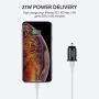 AUKEY USB C PD Car Charger, 21W Power Delivery, 5V/3A When Both Ports Used Together, Adapter for Google Pixel 3/3 XL, iPhone Xs/XS Max, Samsung Galaxy S9 / S10, iPhone X / 11/11 pro and More