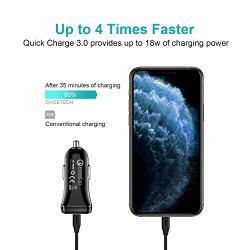 CHOETECH USB C Car Charger, 36W 2-Port Quick Charge 3.0 Power Delivery Type C Car Charger Compatible with iPhone 11/11 Pro/11 Pro Max/XS Max/XS/XR/X/8/8+, Galaxy Note 10/S10/S9/S9+, Pixel, iPad Pro