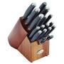 Anolon SureGrip 17-Piece Japanese Stainless Steel Knife Block Set, Gray