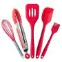 Kitchenware Utensils Set 5 Piece Premium Silicone Heat Resistant Non-Stick Kitchen Baking Professional Tools Red