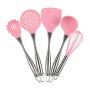 Pink Silicone Cooking Tools Stainless Steel Handle Kitchenware Dinnerware Tableware Heat Resistant Kitchen Utensils Accessories,Pink spoon B