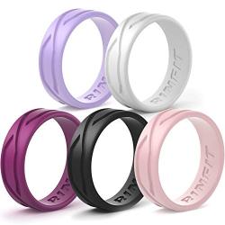 Silicone Wedding Ring/Band Men Women 4 5 Rings Pack- Designed Silicone Rubber Rings - Comfortable Durable Wedding Ring Replacement - Matching Sets - U.S Design Patent