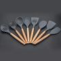 Silicone Wooden Handle Kitchen Set 8 Piece Non-stick Spatula Tool Set Cooking Utensils Kitchen Utensil Set