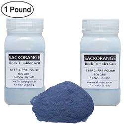 Sackorange Rock Tumbler Media Grit Refill, 1 lb Pre-Polish 500 Silicone Carbide Grit, Stage 3 for Tumbling Stones (500 Grit)