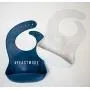 Ava + Oliver Silicone Bib Set - Waterproof Bibs Made with BPA Free Silicone - Perfect for Girls and Boys - Easy Clean Babies or Toddler Adjustable - Excellent Baby Shower Gift, Set of 2 (Navy/Gray)