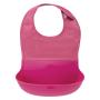 OXO Tot Waterproof Silicone Roll Up Bib with Comfort-Fit Fabric Neck, 2 Pack, Gray/Pink