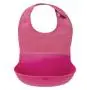 OXO Tot Waterproof Silicone Roll Up Bib with Comfort-Fit Fabric Neck, 2 Pack, Gray/Pink