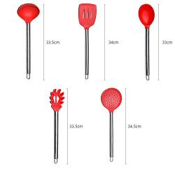 Silicone Kitchenware Stainless Steel Handle Silicone Heat-Resistant Non-stick Cooking Pot Baking Set Kitchen Cookware Tool, Kitchenware