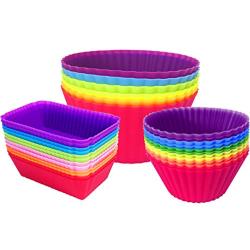 Silicone Cupcake Liners Baking Cups Non-Stick Jumbo Reusable Muffin Molds Bento Bundle Lunch Box Dividers (30-Pack)