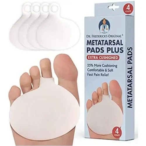 Dr. Fredericks Original Metatarsal Pads Plus - 25% More Cushioning - 4 Pieces - Foot Pads for Women & Men