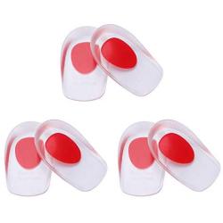 LERMITY 3 Pairs Gel Heel Cups Plantar Fasciitis Inserts Silicone Pads Cushion for Bone Spurs Pain Relief Protectors of Sore Bruised Feet Best Insole Gels Treatment (Small/Medium)