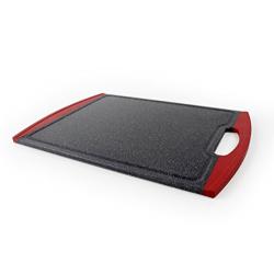 Neoflam 17" Plastic Cutting Board in Black Marble and Red - BPA Free, Non Slip, Dishwasher Safe, Microban Antimicrobial Protection