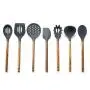 7 PCS Silicone Kitchen Utensils Wooden Handle Silicone Kitchenware Heat Resistant Non-stick Pan Shovel Spoon Kitchenware Sets