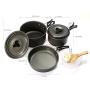 Lightweight Outdoor Camping Cookware Backpacking Cooking Picnic Bowl Pot Pan Set (11pcs) Gray