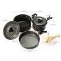 Lightweight Outdoor Camping Cookware Backpacking Cooking Picnic Bowl Pot Pan Set (11pcs) Gray
