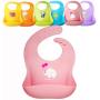 YMCF Waterproof Silicone Baby Bib Light Weight Comfortable Easy Wipe Clean with Crumb Catcher for Infant and Toddler