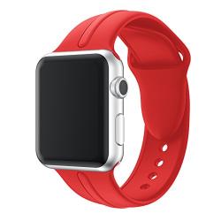 HUANLONG Watch Band 38mm 40mm 42mm 44mm, Soft Silicone Sport Style Iwatch Wristband Compatible for iWatch Strap Series 1/2/3/4(Red 38mm S/M)