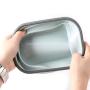 LVAIJING Silicone Folding Lunch Box Microwave Single Layer Storage Box Kitchenware Retractable Picnic Lunch Box,Nordicgreen