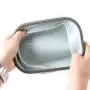 LVAIJING Silicone Folding Lunch Box Microwave Single Layer Storage Box Kitchenware Retractable Picnic Lunch Box,Nordicgreen
