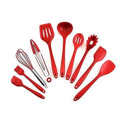 Pancake Spatula Silicone Nonstick 10Pcs Cooking Kit Cooking Baking Kitchenware Utensil Set (Color : Light Yellow)