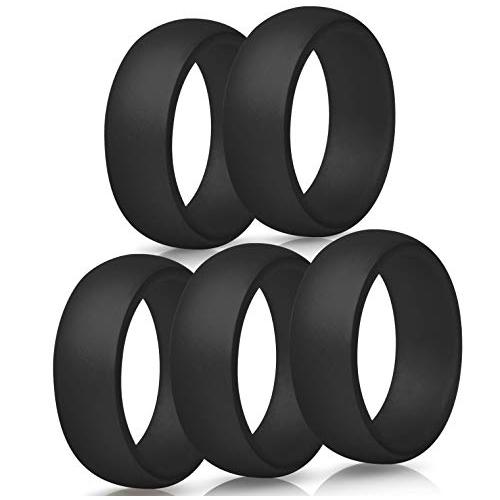 ThunderFit Mens Silicone Wedding Rings Wedding Bands - 5 Pack / 4 Pack / 3 Pack - 8.7mm Wide (2mm Thick)