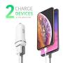 Car Charger USB iPhone Charger - by TalkWorks | 17W/3.4A | Dual Port USB with 5ft Lightning Cable | Apple MFI Certified For iPhone XS / XS Max / XR / X / 8 / 7 / 6 / SE / 5 / iPad, iPod - White