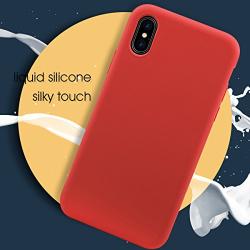 MILPROX Silicone Series Liquid Silicone Gel Rubber Slim Fit Case with Soft Microfiber Cloth Lining Cushion for iPhone X/iPhone Xs-Red