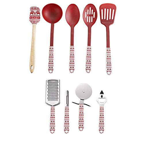 Kitchenware Set, Silicone Kitchen Utensils Christmas Set, Non-Stick Silicone Green Cooking, Kitchenware