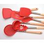 JunbosiKitchenware Silicone Kitchenware with Wooden Handle Non-Stick Silicone Kitchen Tool Shovel Spoon Set Shovel Spoon Kitchen Set