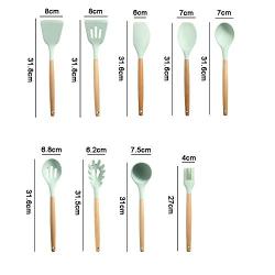 9pcs Silicone Utensils Cooking Utensil Set, Non-Stick Pan, Heat Resistant, Beech Silicone Baking Set, Hygienic, Kitchen, Cooker Cooking, Kitchenware Set.