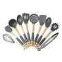 10 PCS/Set Silicone Cooking Utensil Set Silicone Elm Handle Kitchenware Non-stick Cookware Set Kitchen Utensils Spoons Turners Spatulas Ladle Pasta Sever