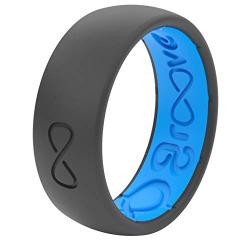 Groove Life - Silicone Ring for Men and Women Wedding or Engagement Rubber Band with Lifetime Coverage, Breathable Grooves, Comfort Fit, and Durability - Original Solid