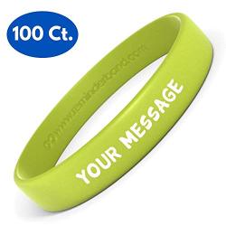 Reminderband Silicone Wristbands - 100 Pack - Personalized Customizable Rubber Bracelets - Customized for Motivation, Events, Gifts, Support, Causes, Fundraisers, Awareness - Men, Women