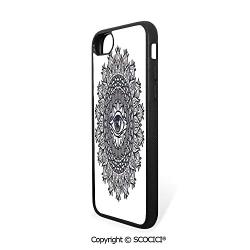 SCOCICI Non-Slip Drop Protection Smart Cell Phone Case Vintage Circular Occult Pattern Knowledge of The Hidden Third Eye Providence Symbol Compatible with iPhone 7