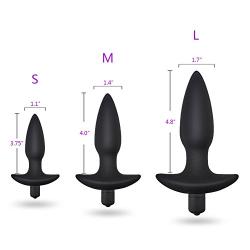 Qise Silicone Three Sizes Anal Plug Vibrator Adult Sex Toy for Masturbation (M)