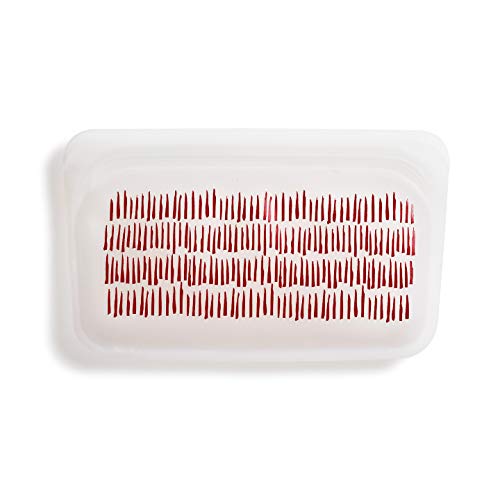 Stasher 100% Silicone Reusable Food Bag, Snack Storage Size, 4.5-inch (9.9-ounce), Red Tally