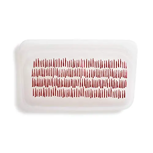 Stasher 100% Silicone Reusable Food Bag, Snack Storage Size, 4.5-inch (9.9-ounce), Red Tally