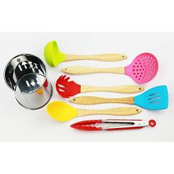 6pcs Silicone Kitchenware with Holder Cooking Tools Kitchen Utensils Set