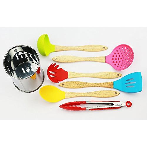 6pcs Silicone Kitchenware with Holder Cooking Tools Kitchen Utensils Set