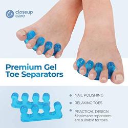 Closeup Cares Premium Gel Toe Separators, Straighteners & Spacers, Use for Health & Beauty Pedicures, Hammer Toe & Bunion Corrector, Correct Your Toes Naturally, Yoga & Running (2 Pcs)