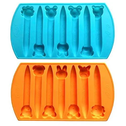 CrayOn 2 Animal Shaped Chunky Silicone Oven Safe Crayon Molds (Makes 14 Animal Crayons Total) by My Fruit Shack