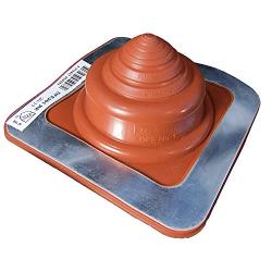 Dektite Premium #1 Red Silicone Metal Roof Pipe Flashing, High Temp, Square Base, Pipe OD 1/4" to 2-1/4"