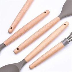 Kitchen Utensil Set Silicone 9 Piece Silicone Kitchenware Gadget Wooden Handle Kitchen Spatula Set Shovel Spoon Home Kitchen Tools