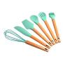 Rusily Silicone Cooking Utensils Set Kitchen Utensil Set Of 6Pcs Wooden Cookin Kitchenware Set Nonstick Kitchen Cooking Spoon Shovel
